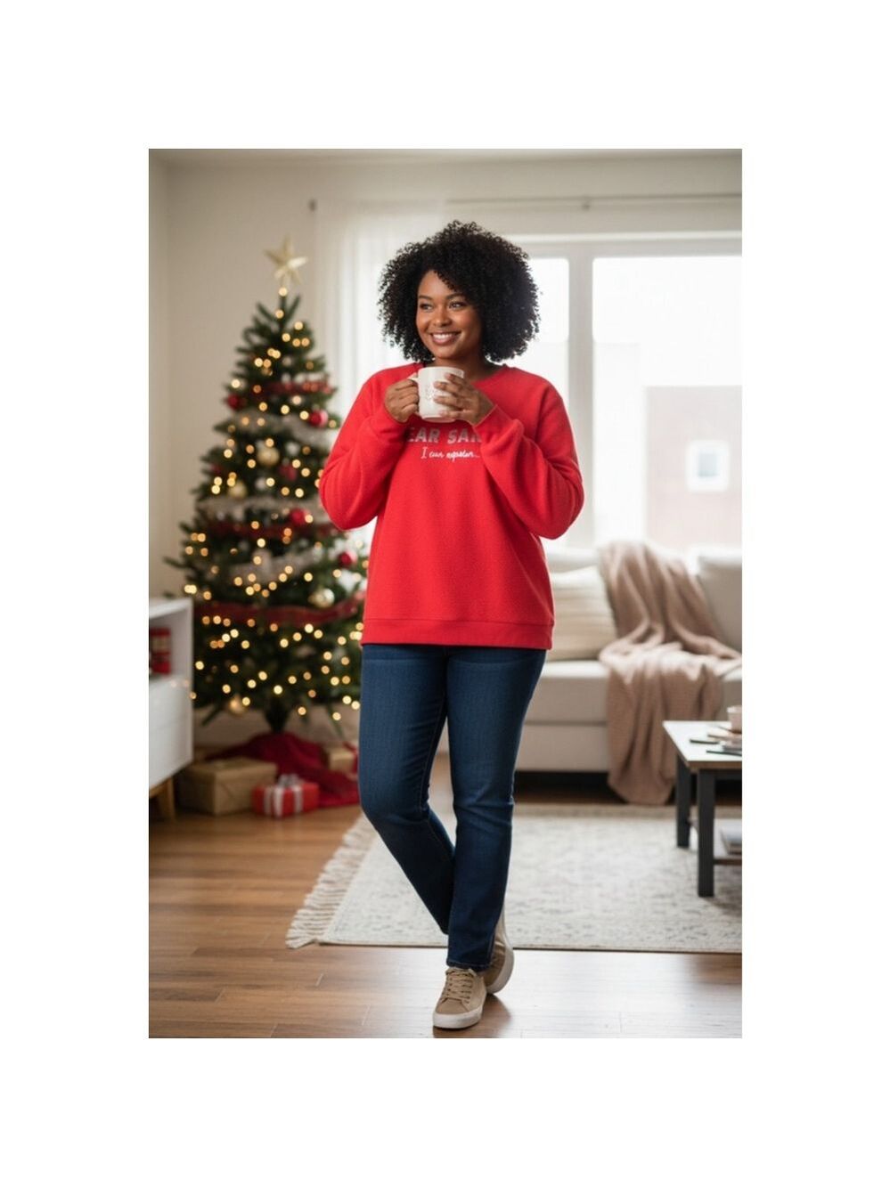 No Boundaries Red "Dear Santa" Sweatshirt Plus Size 3X (24” PTP)